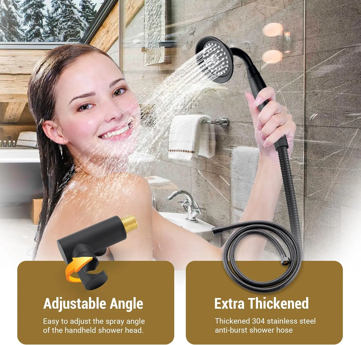 Dasan Matte Black Rain Shower System Complete Antique Shower Faucet Sets, Matte Black Shower Fixtures Combo With Pressure