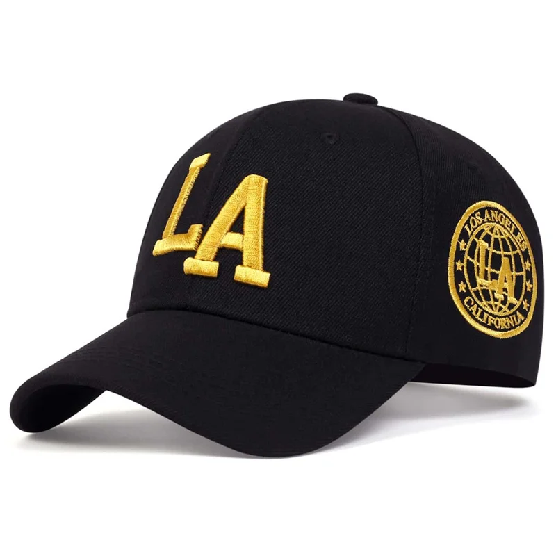 Unisex-Baseballmützen mit LA-Buchstaben-Stickerei, für Frühling und Herbst, verstellbare Freizeithüte für den Außenbereich, Sonnenschutzhut, Sport-Golfmütze