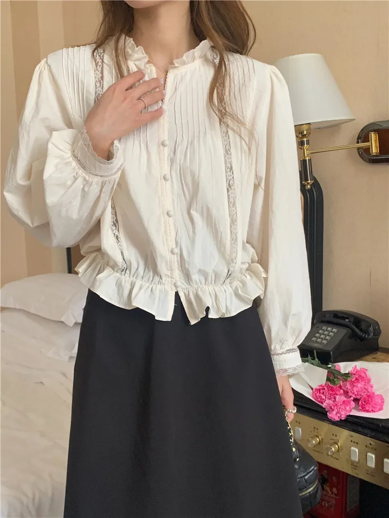 Summer Women Blouse Spring Shirt Female Woman Blouse Maxi Blusas Chiffon Casual Elegant Vintage Long Sleeve Oversize Loose White