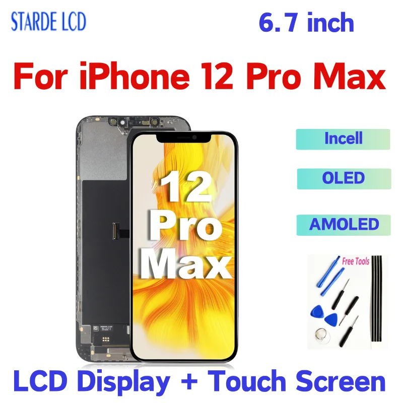 

AMOLED 6.7" For iPhone 12 Pro Max LCD Display Touch Screen Digitizer Assembly A2342,A2412,A2411,A2410 Replacement LCD