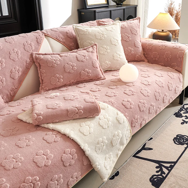 Shu cotton lint thickened small fresh sofa cushion autumn and winter one-piece non-slip seat cushion cover