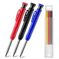 Solid Mechanical Pencil Tools Carpentry Scriber Built-in Sharpener with 6 Pen Refills Deep Hole for Woodworking Architect