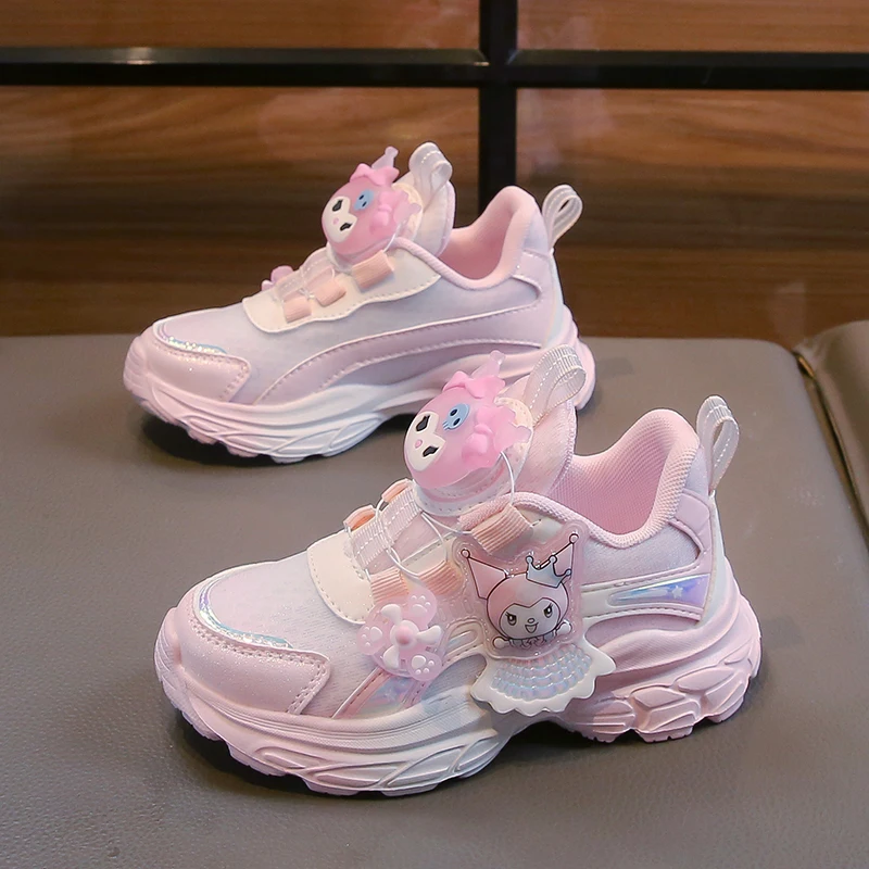 

Girls' Cute Cartoon Kuromi Sports Shoes Spring and Autumn New Anti Slip Thick Soled Mesh Casual Sneakers Outdoor Running Shoes