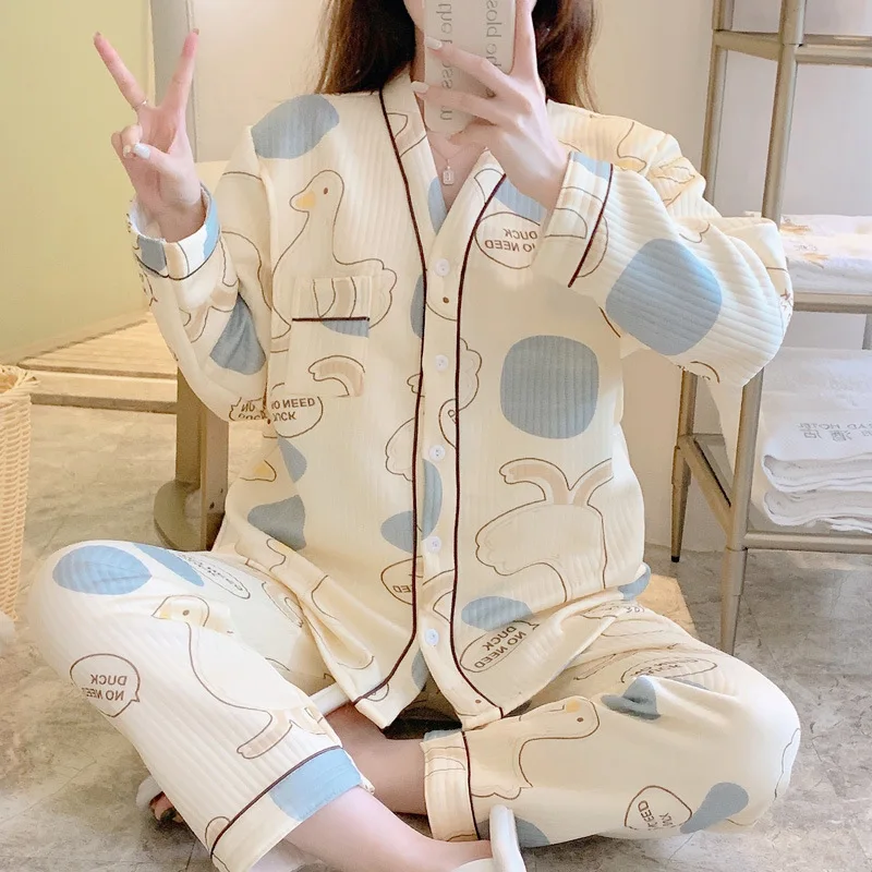 

Winter Thick Warm Maternity Pajamas Suits Breastfeeding Pijama Maternal Nursing Clothes Set Sweet Pregnant Women Cartoon Lounge