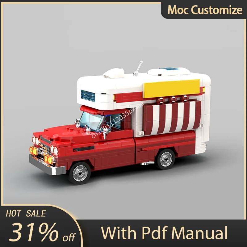 564pcs Moc Classic Retro Cars Chevrolets Apache Food Truck Building Blocks Creativity Assembly Bricks Toys Kids Christmas Gifts