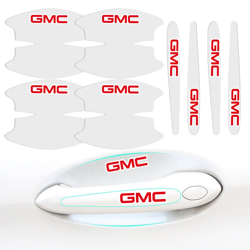 8 piezas de pegatinas transparentes de TPU para manijas de puerta de coche, película protectora antiarañazos para GMC Terrain Sierra 1500 Yukon