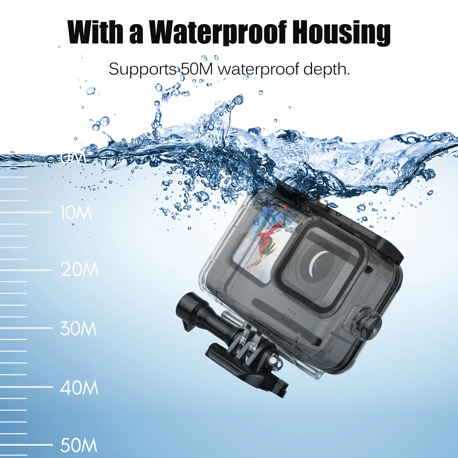 

Комплект аксессуаров для экшн-камер: набор для спортивных камер с водонепроницаемым корпусом, силиконовым защитным чехлом и селфи-палкой