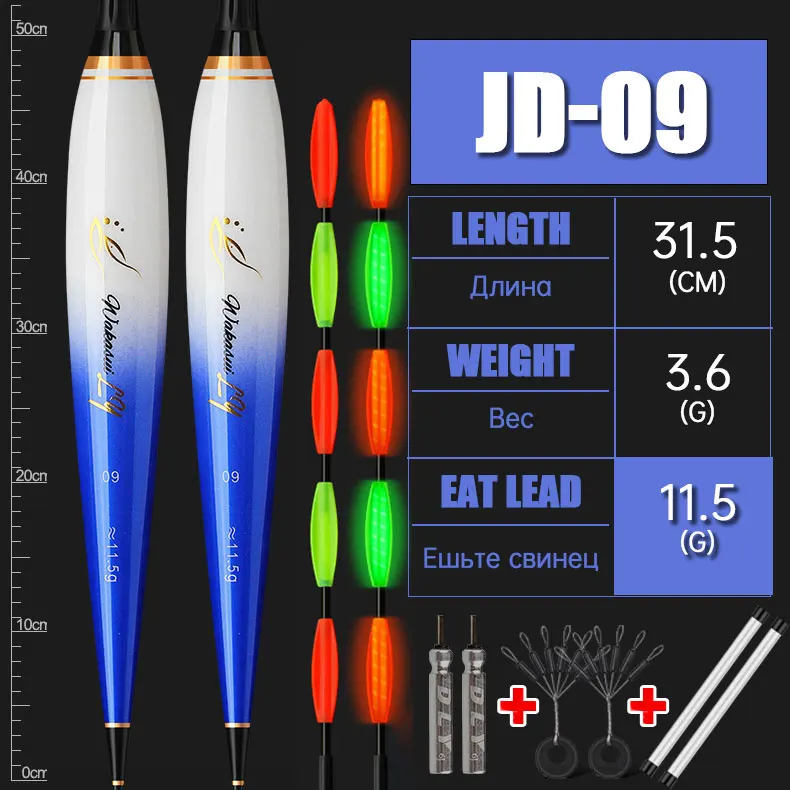 2026 Neu 2-teiliger LED-Nachtfisch-Schwimmer für Felsfischen, kurzer 3-Eck-Schwanz, 5,2 mm, auffällig, hochsensibel, Angelzubehör für den Außenbereich – Detail 10