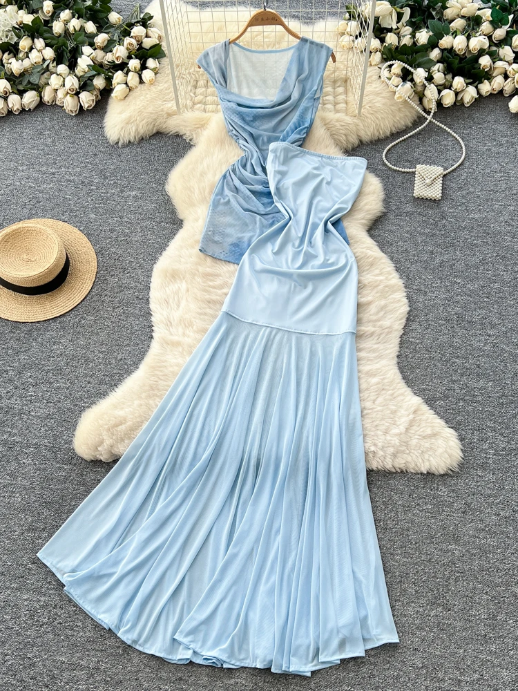 

Элегантное летнее платье с кружевными вставками, облегающее, без бретелек, с завышенной талией, стандартной длины, без бренда