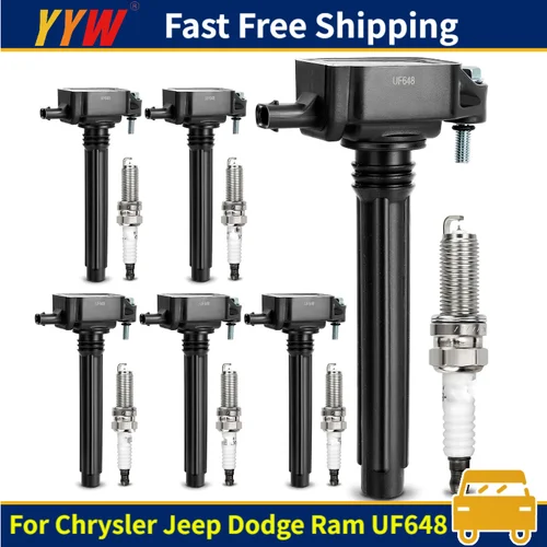 Bobina de encendido OEM de 6 uds y bujías de iridio de 6 uds para Chrysler Jeep Dodge Ram 3.6L V6 UF648