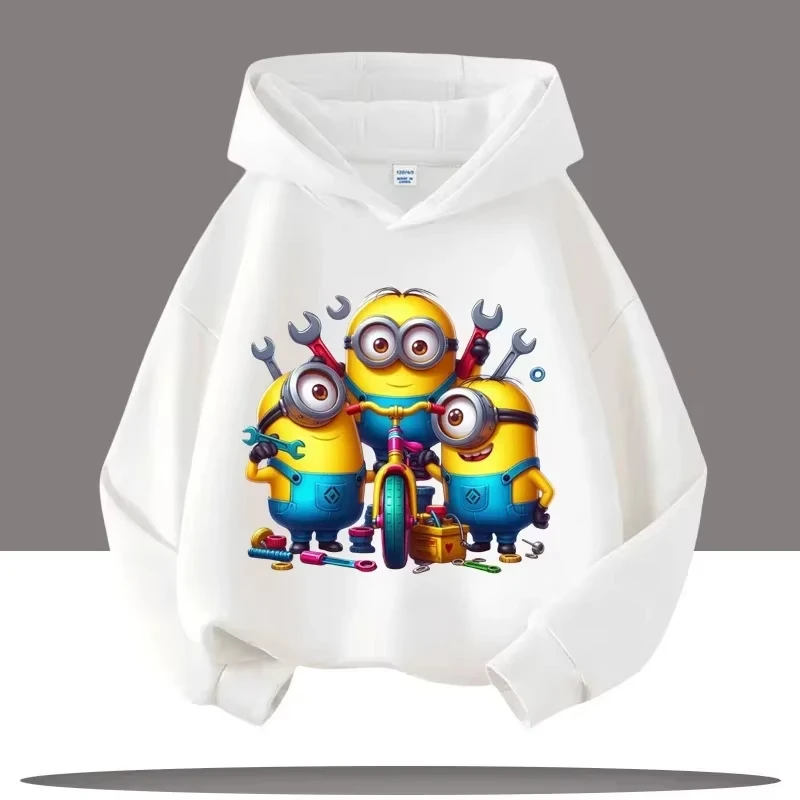 

Спортивная одежда с капюшоном из чистого хлопка для всей семьи (детская и взрослая) с мультяшными персонажами Миньоны, коллекция осень-зима 2026