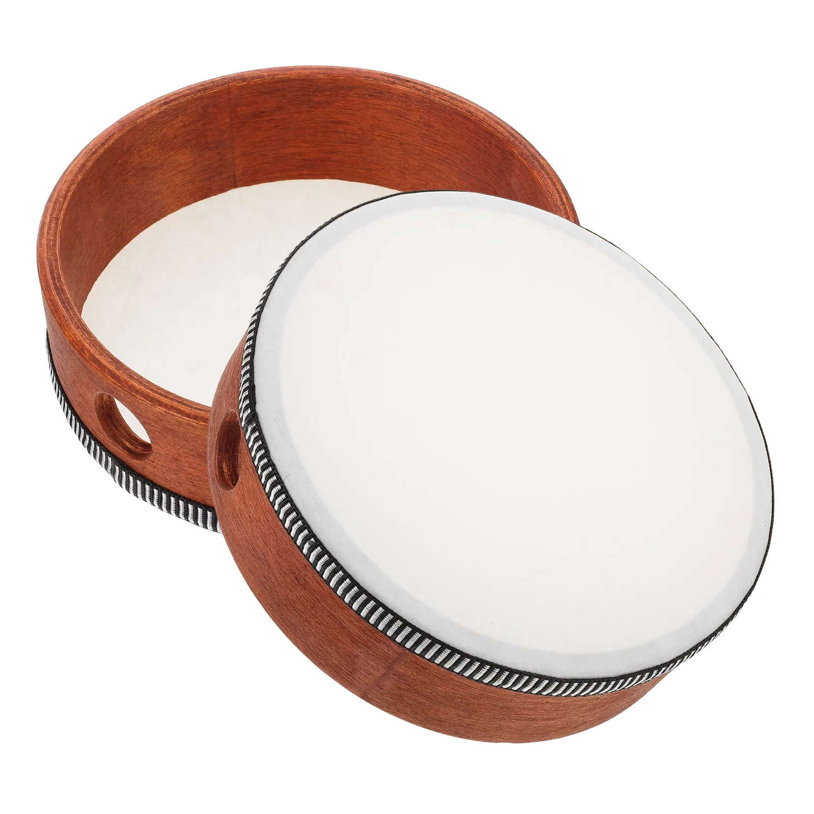 2pcs Wooden Tambourine Hand Drums Bell Drum Percussion Instrument DIY Kids Toddler Use Musical Toys