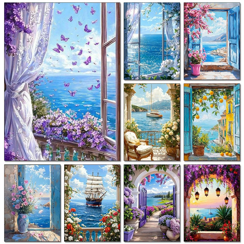 Landscape Diamond Paintings Window New Arrivals Mosaic Flower Full Diamond Mosaic Embroidery Kits Holiday Gift