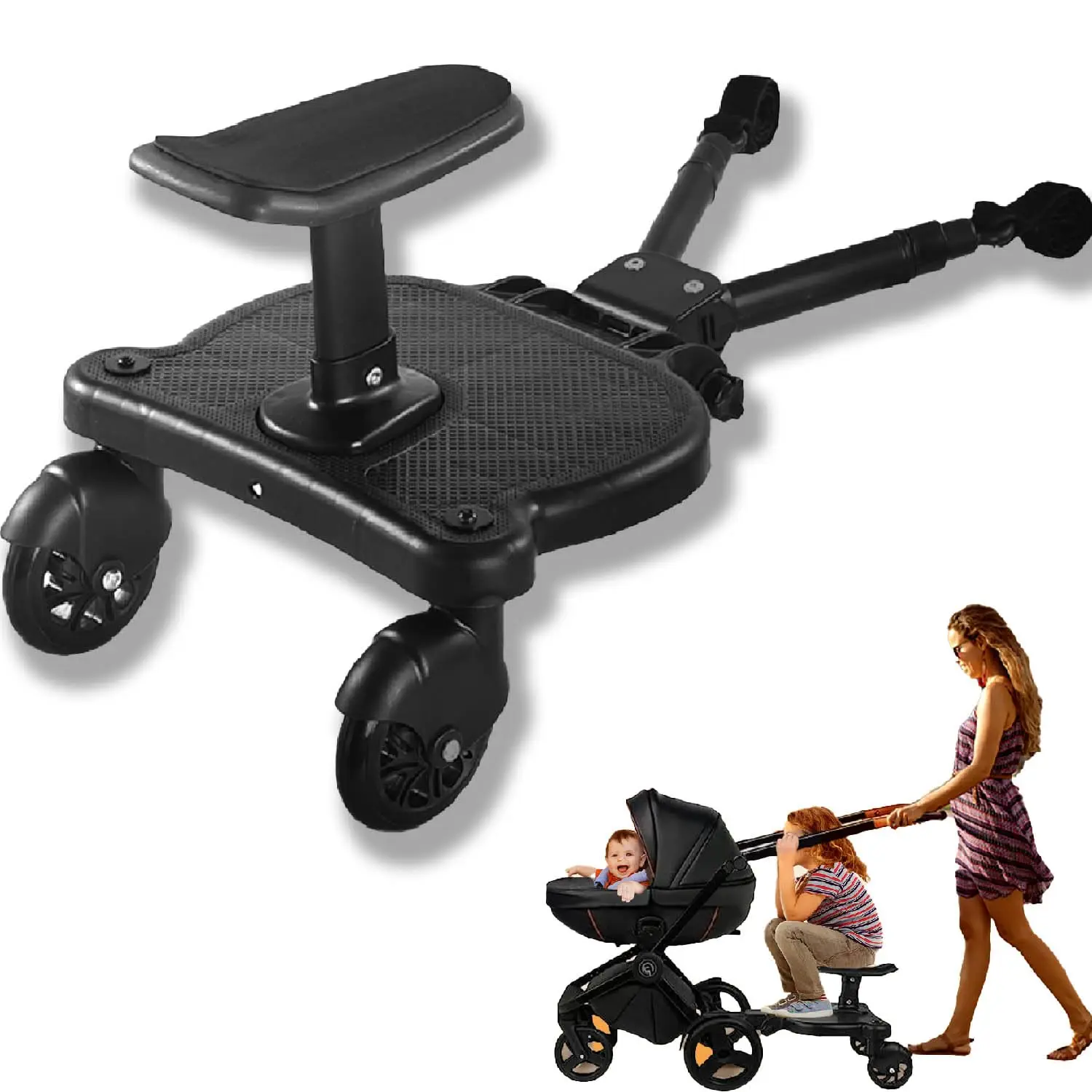 

Upgrade Your Stroll with A 2-in-1 Sit and Stand Stroller Board for Second Baby - Compatible with Most Baby Strollers
