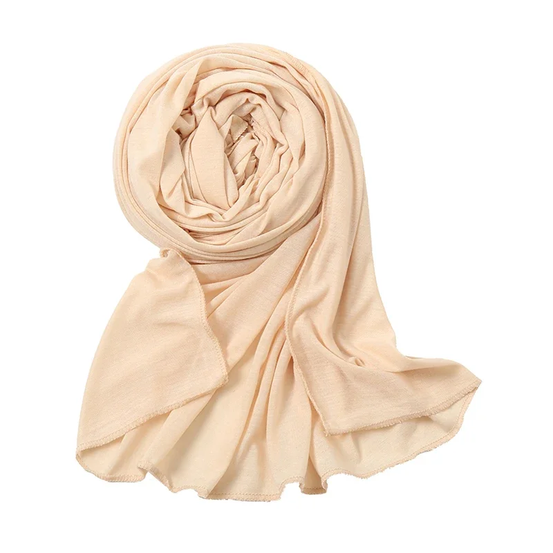 Einfarbig Premium Jersey Hijab Schal Frauen Plain Modal Baumwolle Schal Elastizität Muslimischen Hijab Turban Islam Stirnband Wraps – Detail 9