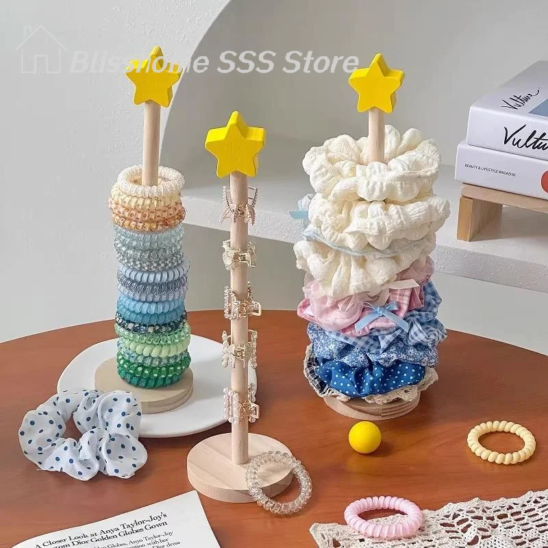 

【S】Wood Desktop Hair Rope Holder Multi-purpose Jewelry Bracelet Organizer Display Holder For Watches Bracelets Scrunchies