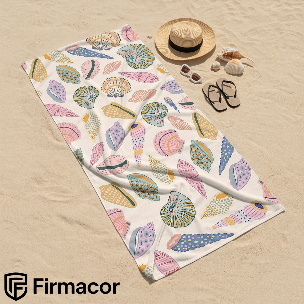 Pastel Seashells Microfiber Beach Towel Quick Dry Sand Free Oversized Soft Absorbent Bath Towel for Swimming Pool Travel Gym
