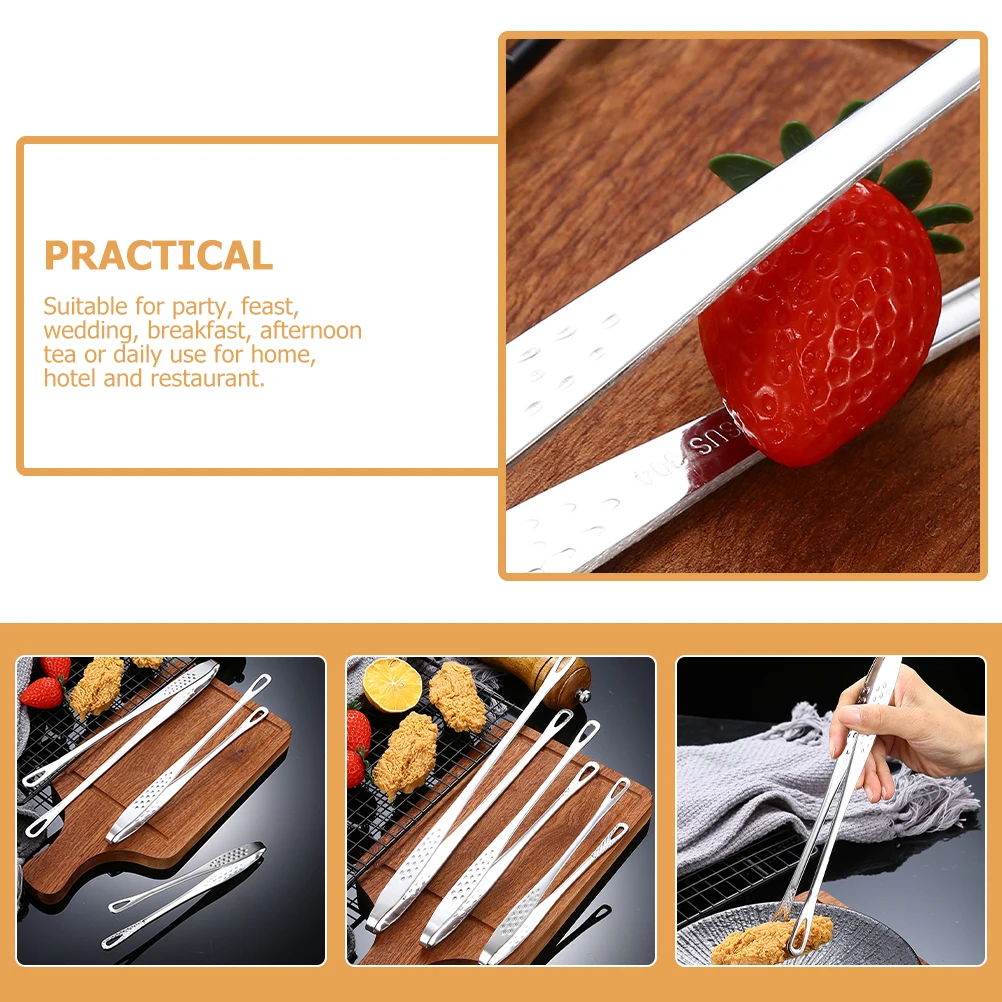 

3Pcs Easy Clean Stainless Steel Tongs for Cooking Baking Bbq Grill Steak Buffet Dessert Clip Korean Bbq Tongs Barbecue Supply