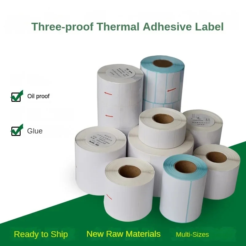 Three-proof Thermal Label Paper 100x150 Width 80-100 Thermal Self-adhesive Stream Label Stickers UPC Barcodes Address Perforated