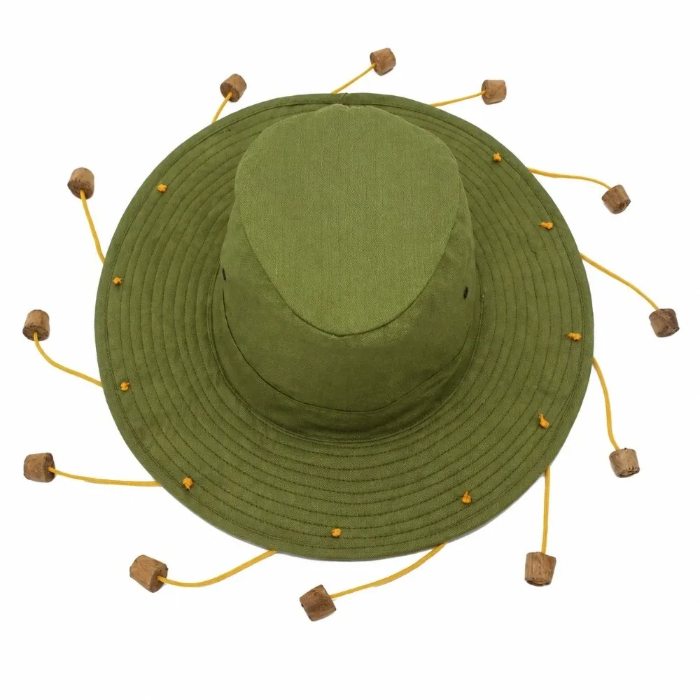 Cork Material Cork Hat Wide Brim Cotton Blend Fabric Cotton Blend Hat Breathable Design Chin Cord Strap Sun Hat Costume Party