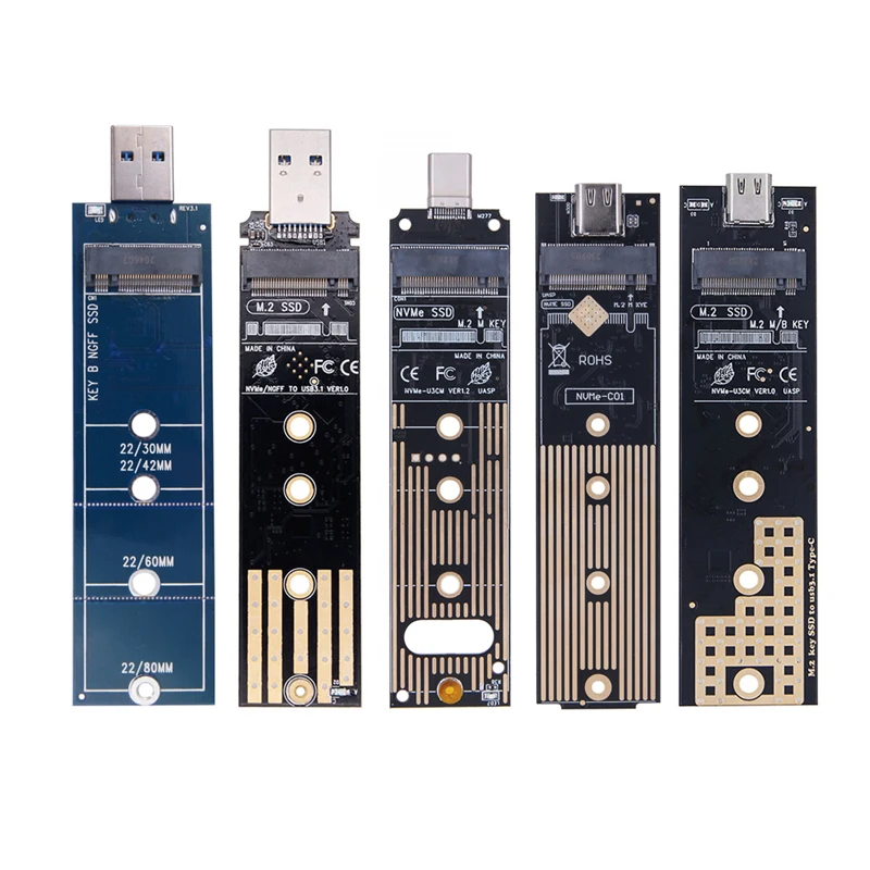 อะแดปเตอร์แปลงบอร์ด M.2เป็น USB 3.0 Type C Riser BOARD NGFF B + M KEY 6Gbps คีย์ M.2 NVMe M คีย์10Gbps สำหรับ2230 2240 2260 2280 M2 SSD