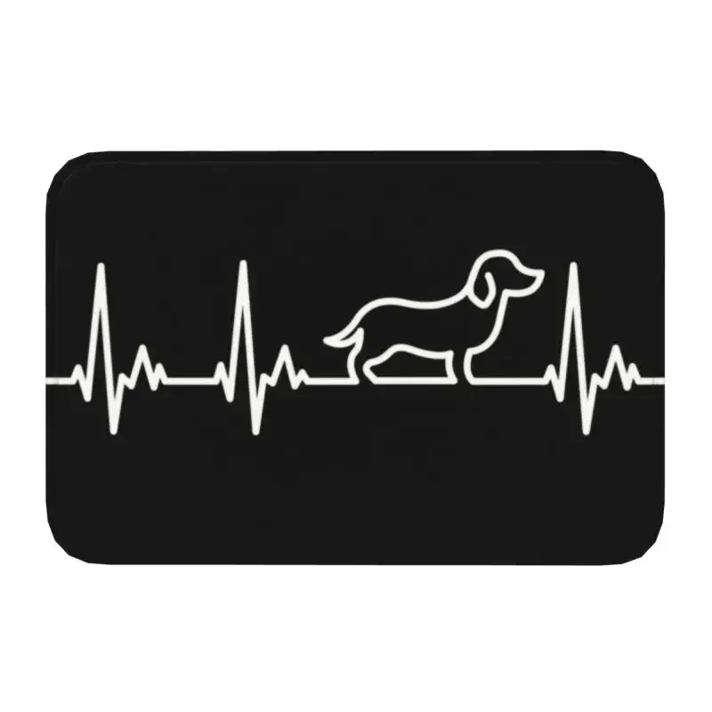 Dachshund Heartbeat Doormat Entrance Kitchen Bath Floor Door Mat Wiener Badger Sausage Dog Bedroom Balcony Rug Carpet Footpad