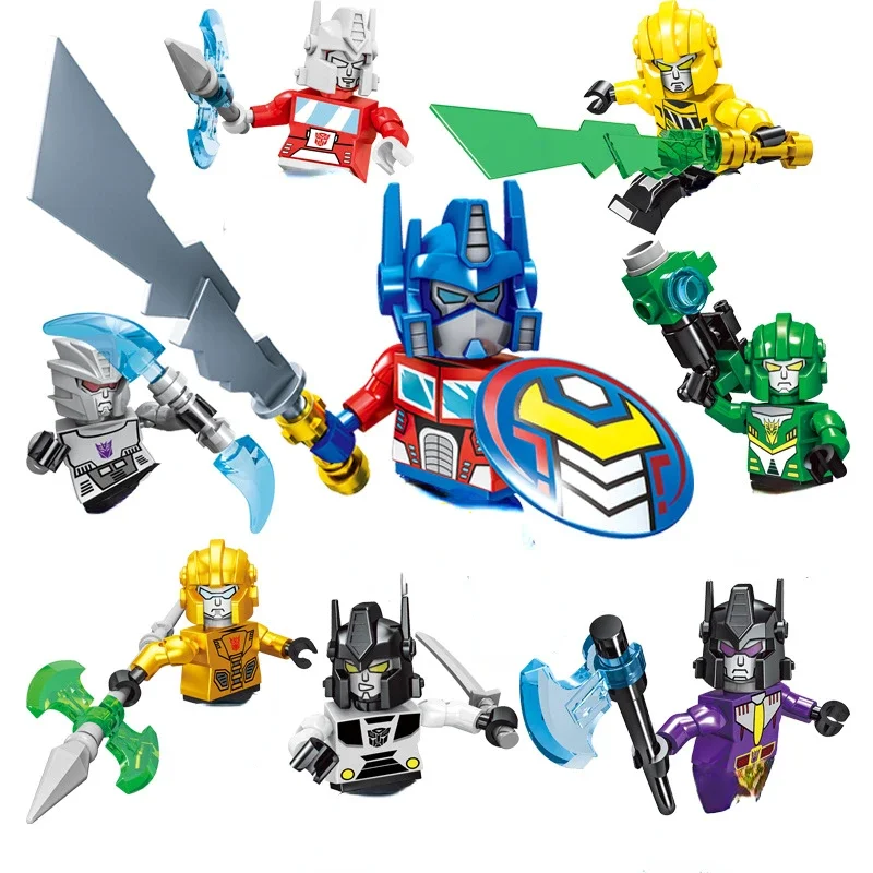 8pcs Deformation Toys, Diamond Blocks, Children's Puzzle Assembly Robots Three Transformations, Small Figures, and Boy Toy Gifts