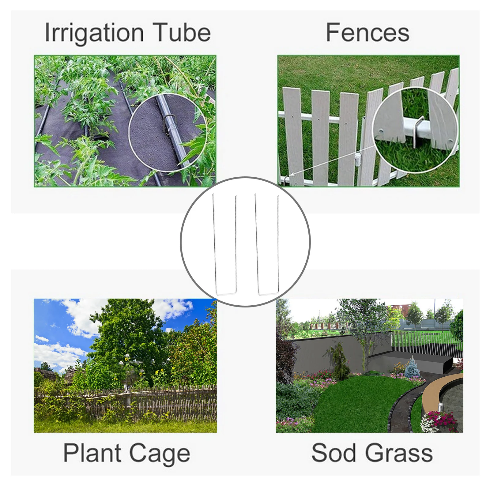 

50Pcs Heavy Duty Garden Stakes Pegs 6 Inch 11 Gauge Galvanized Metal Landscape Fabric Staples for Sod Artificial Turf Drip Lines