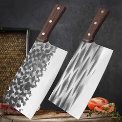 Forged Kitchen Butcher Knives Professional Meat Cleaver Chinese Chef Knife Stainless Steel Meat Cutting Wooden Handle Knife