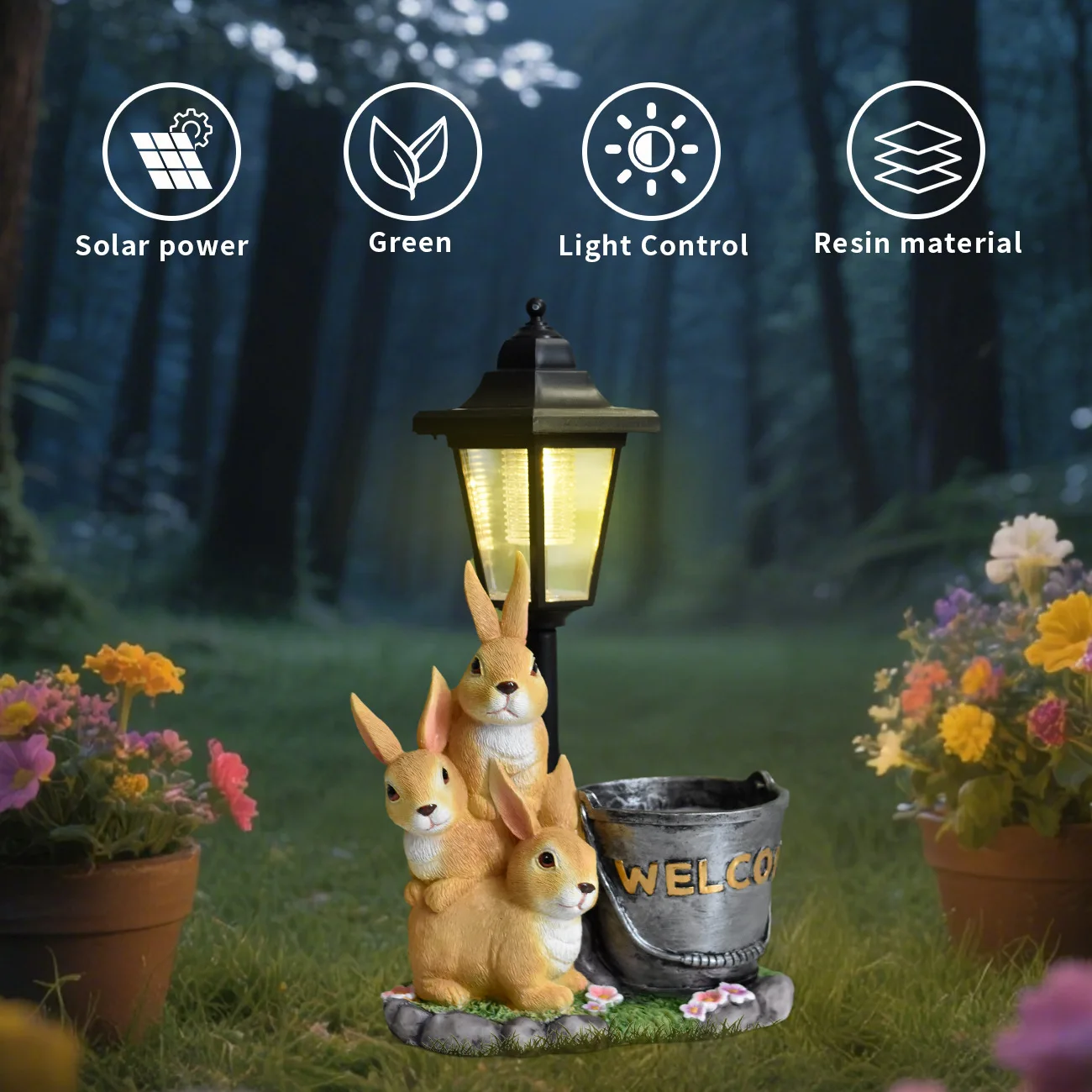 New rabbit solar garden light ornament garden balcony succulent flower pot landscape bonsai flowerware view 3