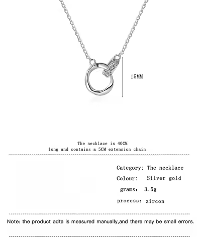 925 Sterling Silver Necklace Mobius Ring Diamond Pendant Women's Fashion Simple Birthday Party Wedding Anniversary Jewelry Gift