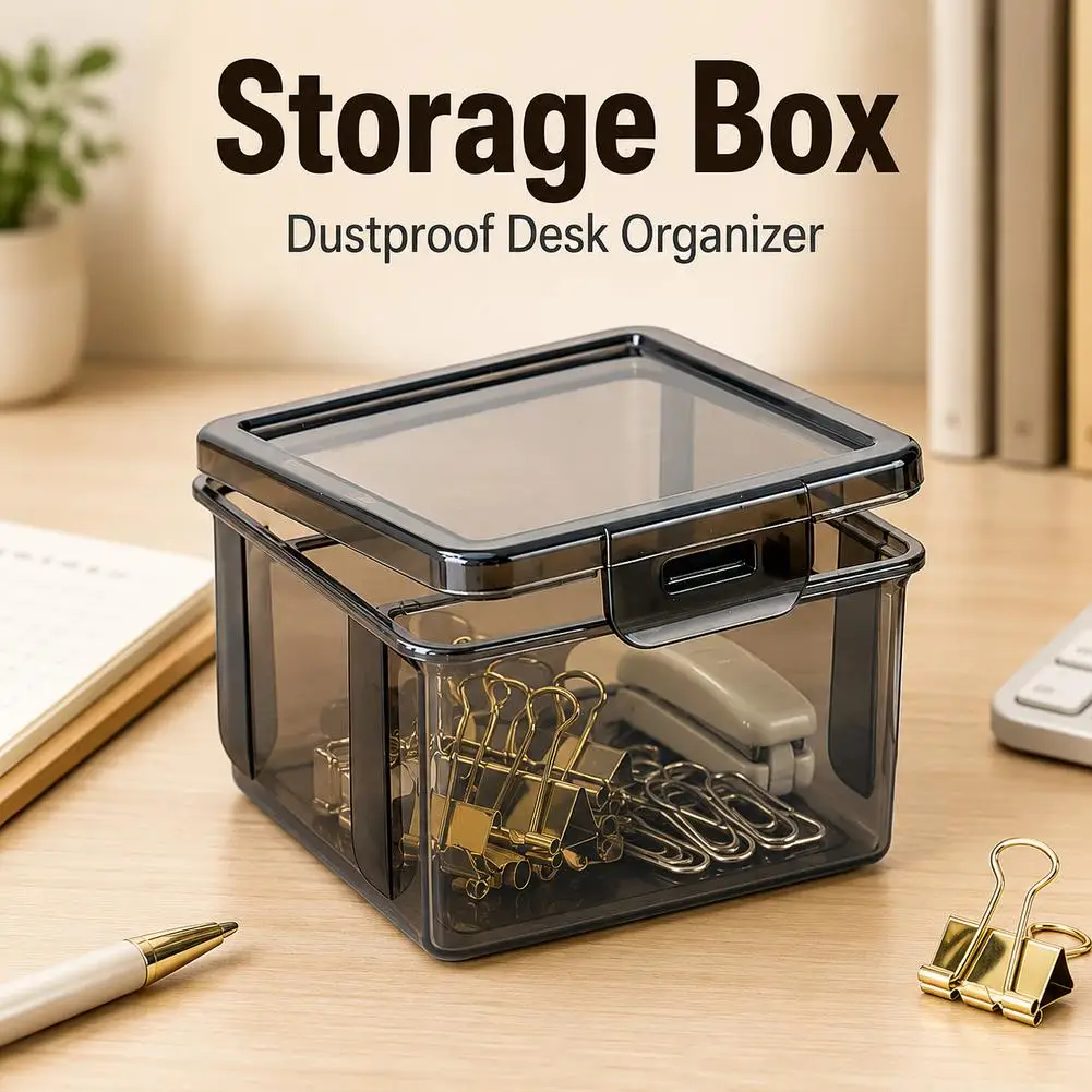 Transparent Black Storage Box small-Capacity Storage Box Office Supplies Storage Box Packaging Pencil Storage Rganizer