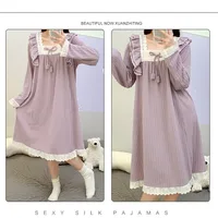 5XL Plus Size Long Sleeve Nightdress Women Spring and Autumn Ins Princess Long Loungewear Soft Comfortable Sleepwear Home Dress - Image 2