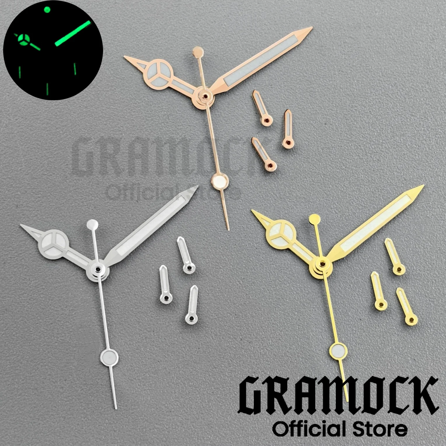 Gramock VK63 Hands Green Luminous Rose Gold Silver Gold Watch Needles For Men's VK63A VK63 Quartz Watch Pointers Modified Parts
