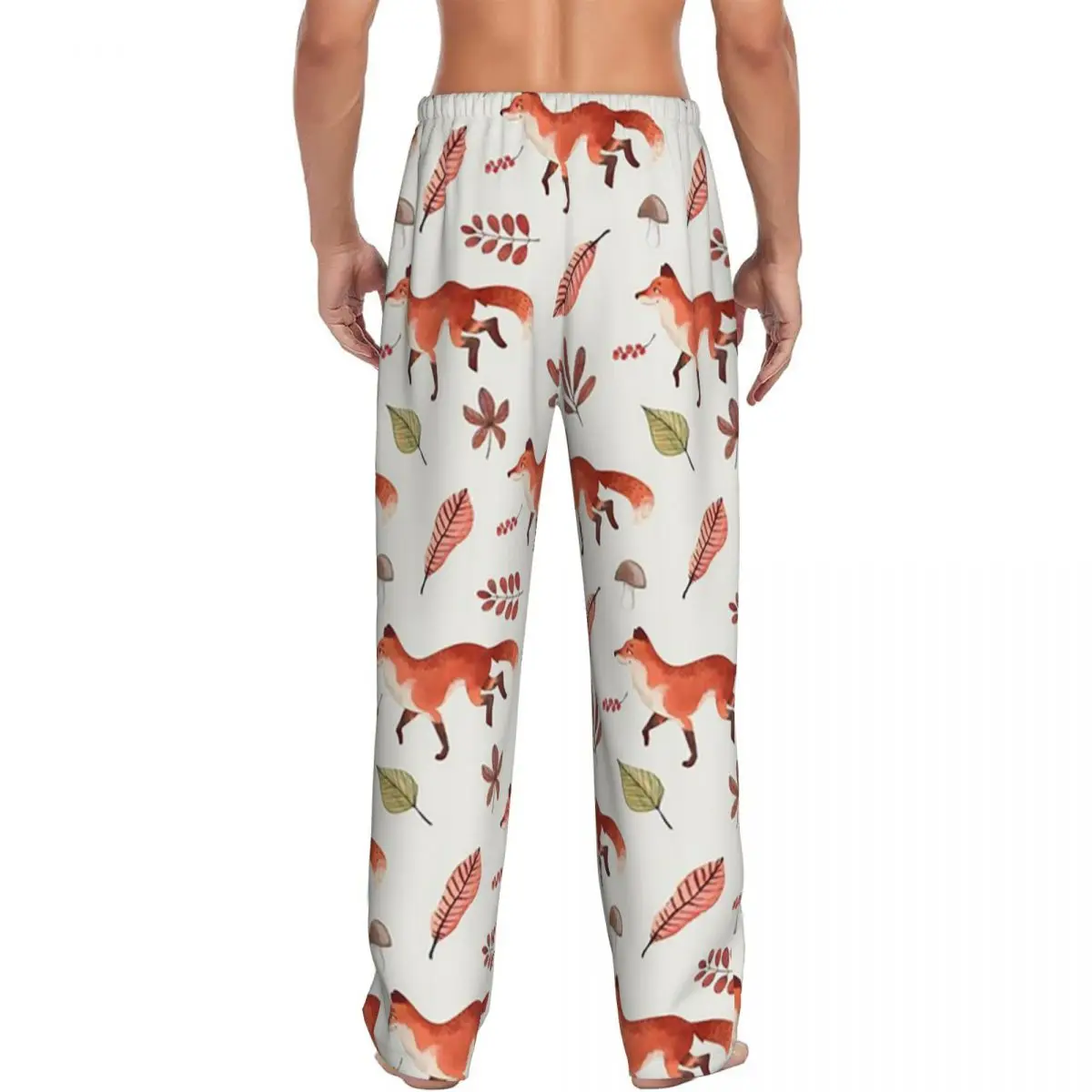 Custom Fall Fox Watercolor Pattern Pajama Pants Men Sleepwear Sleep Lounge Bottoms with Pockets