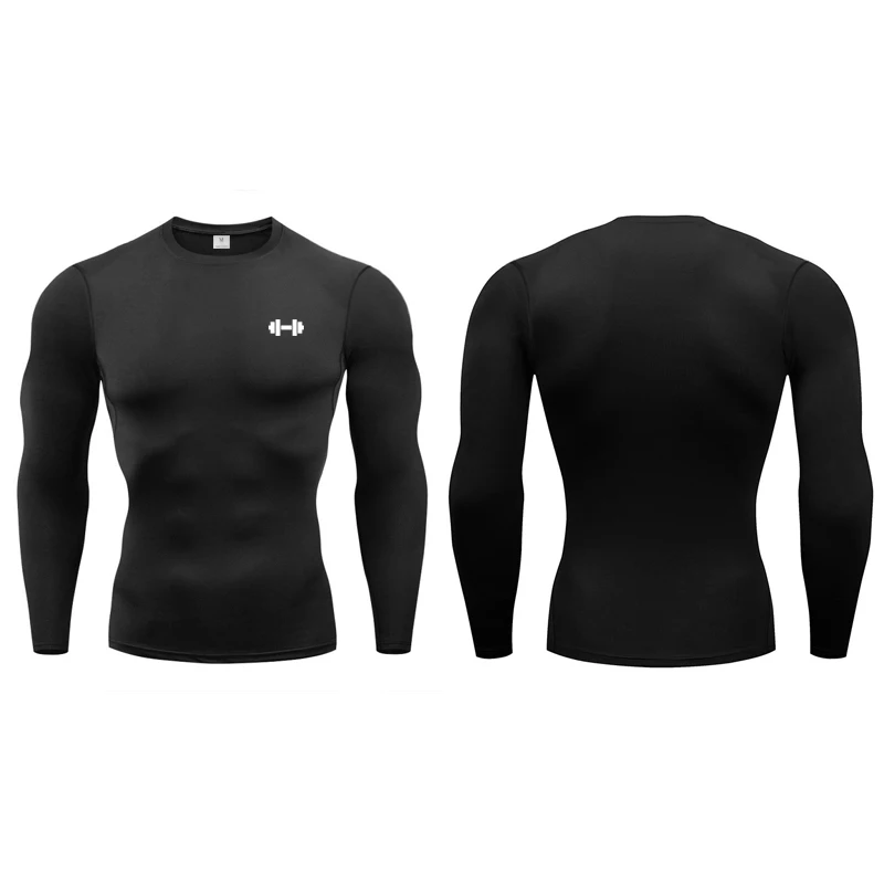 Magliette a compressione Uomo Primavera Manica lunga Abbigliamento sportivo Allenamento Esercizio T-shirt Elastico Quick Dry Sport Top Camicie da allenamento per palestra