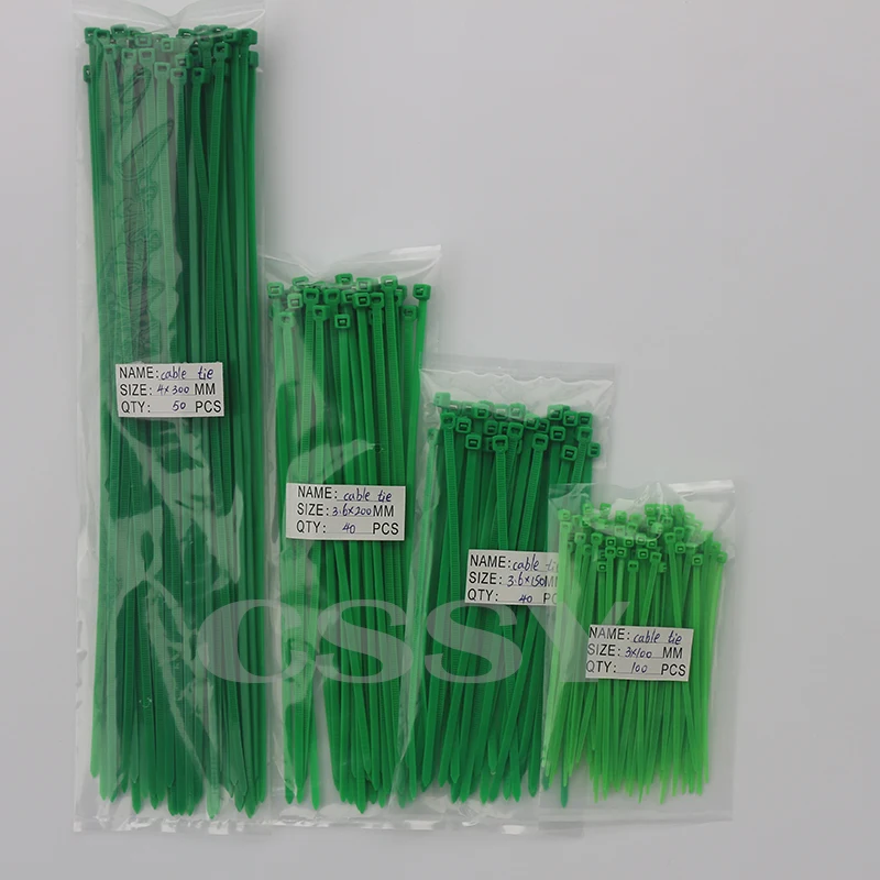 green color   Self-locking plastic nylon tie cable tie fastening ring 150/200/250mm cable tie zip wraps strap nylon