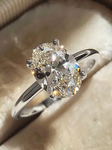 925 Sterling Silve 1-8CT Zircon Gorgeous Shiny Oval Stone Ring For Women Engagement Wedding Luxury High Quality Fine Jewelry