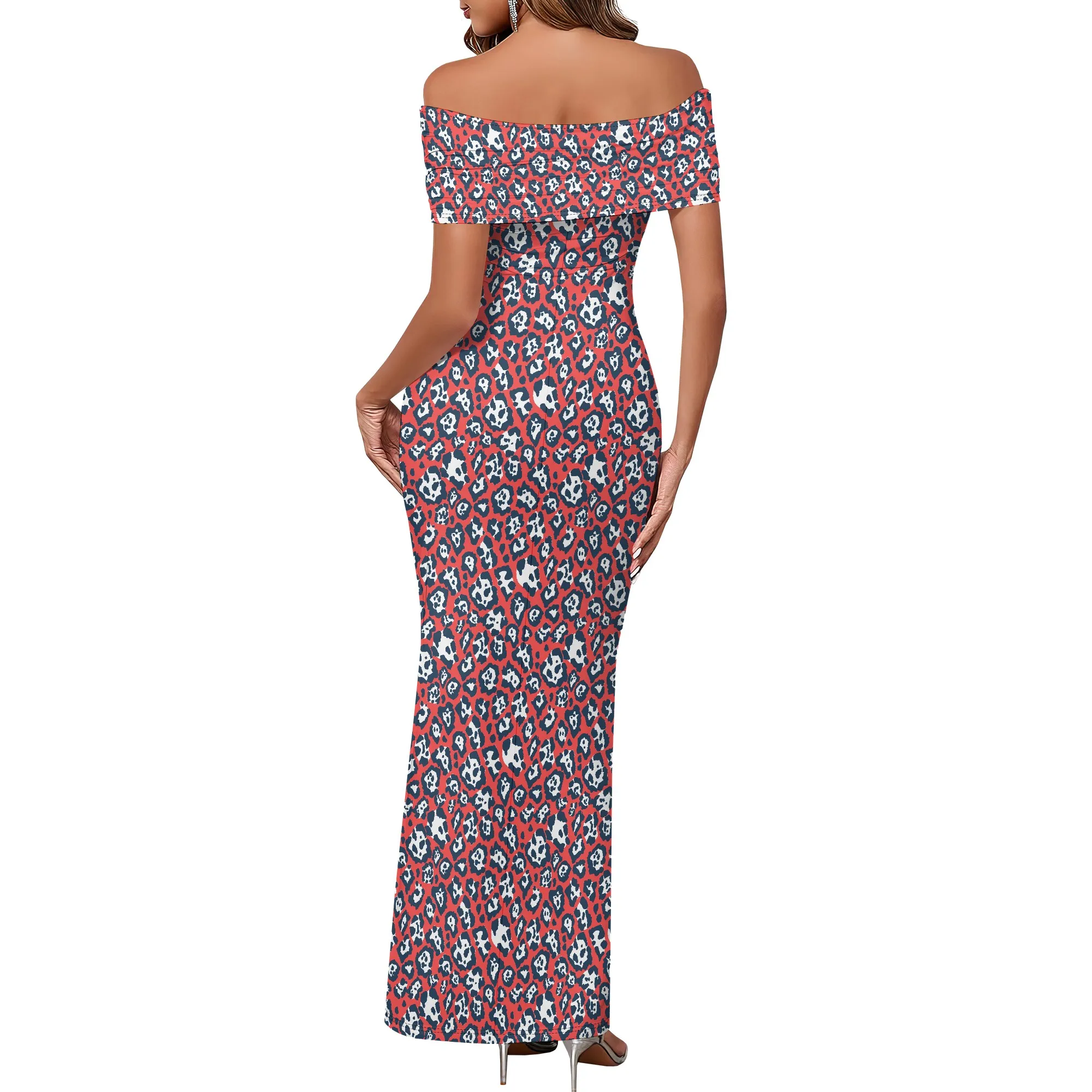 Robe longue sans bretelles pour femmes, épaules dénudées, tendance, imprimé léopard, élastique, XS-3XL