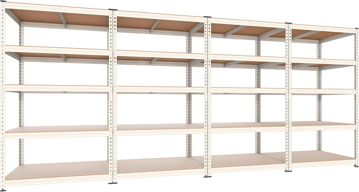 

PrimeZone 4 Packs 36" W x 16" D x 71" H White Laminated Storage Shelves - 5 Tier Heavy Duty Adjustable Metal Shelving Unit, Util