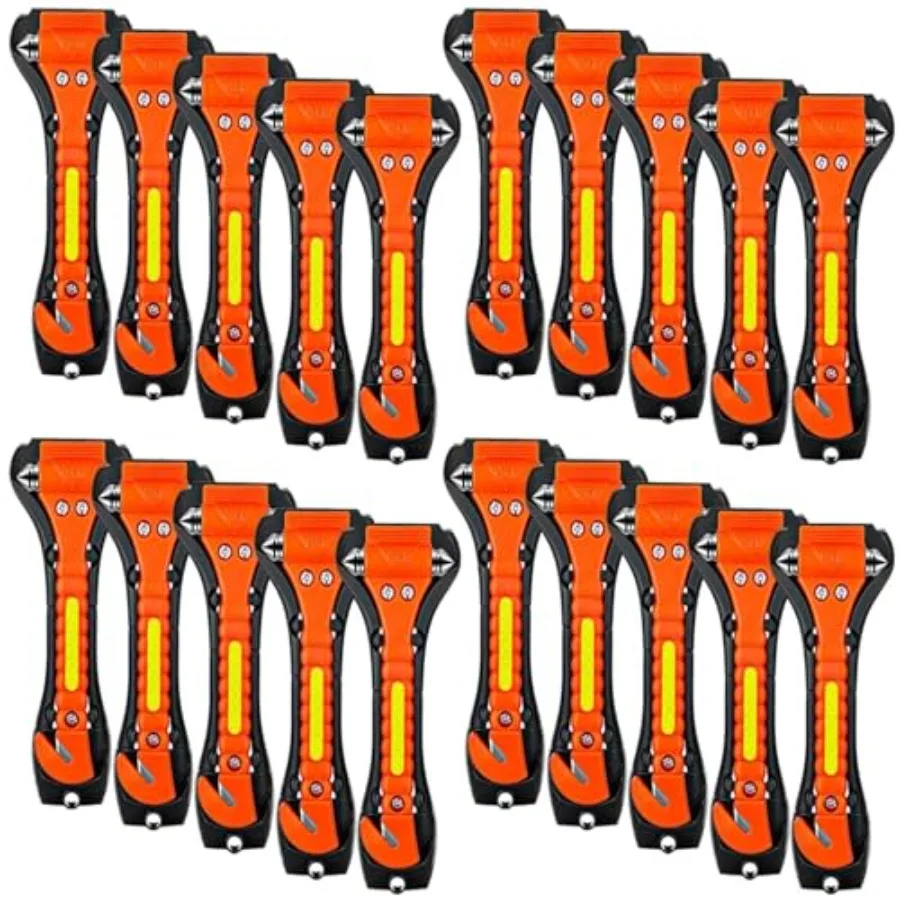 

20 Pack Car Safety Hammer 2 in 1 Escape Tool Seatbelt Cutter and Window Glass Breaker for Car Emergency Rescue Black