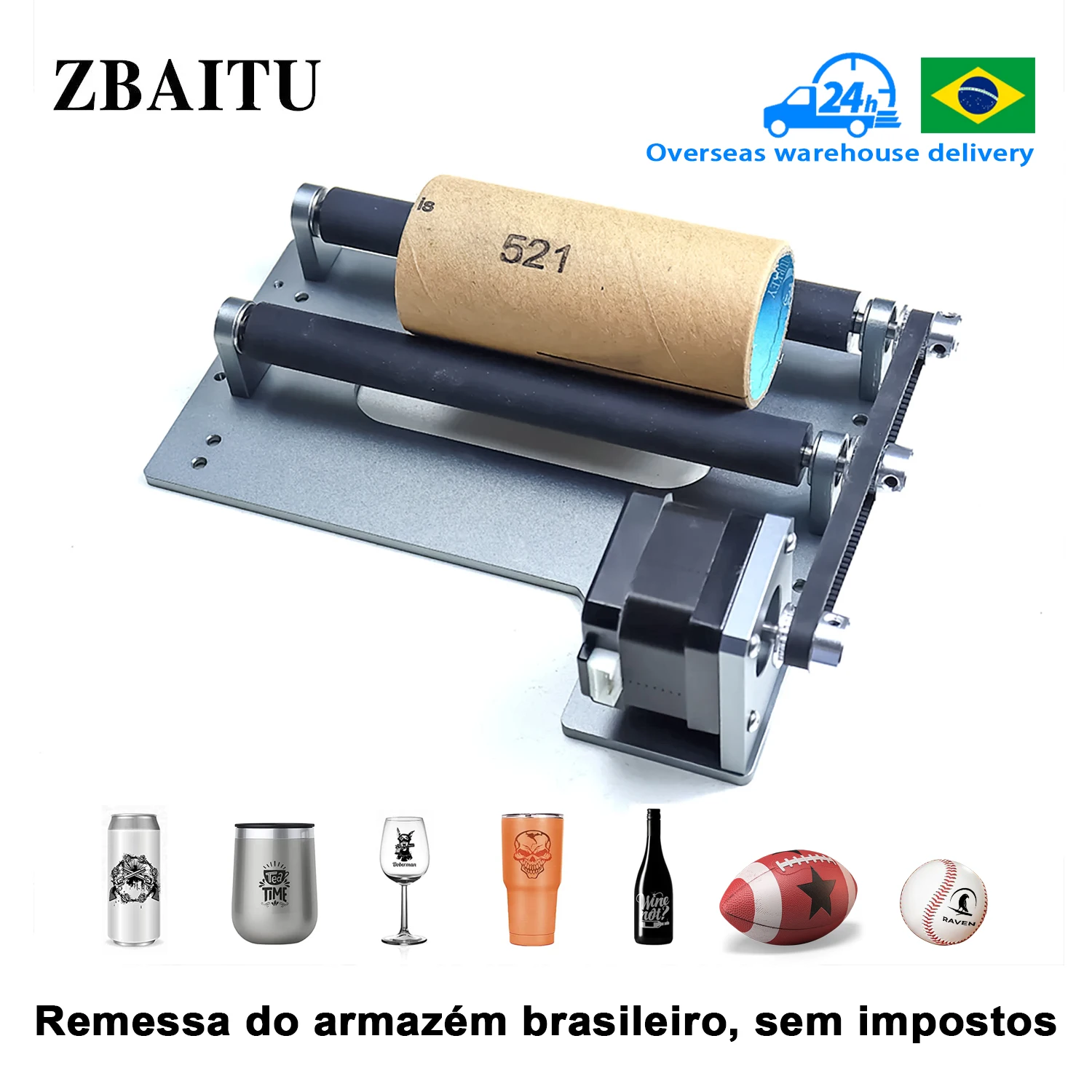 ZBAITU R10 Laser Allyoment Rotary Roller Engraver Y-axis Roller 360° Rotating For 5-150mm Engraving Diameter Cylindrical Objects