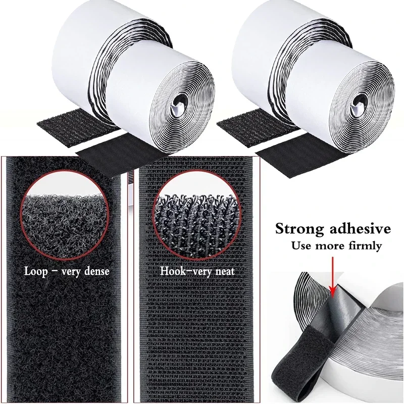 1M Hook and Loop Strong Self Adhesive Tape Strip Fastener Width16/20/25/30/38/50/100mm Tape Hook and Loop For Sewing Office Home