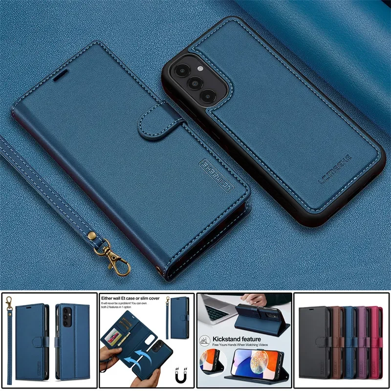 Magnetische Flip Leder Telefon Fall für Samsung Galaxy A16 A55 5G A35 A15 A54 A34 A14 Brieftasche Karte Zurück abdeckung Coque