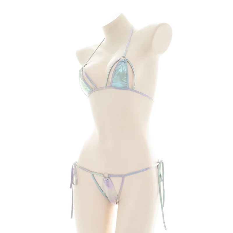 Laser Holographic Nữ Bikini Bộ Dây Bra Gợi Cảm Dây Thông Tankini Nữ Bộ Đồ Tắm Bãi Biển Brasil Biquini