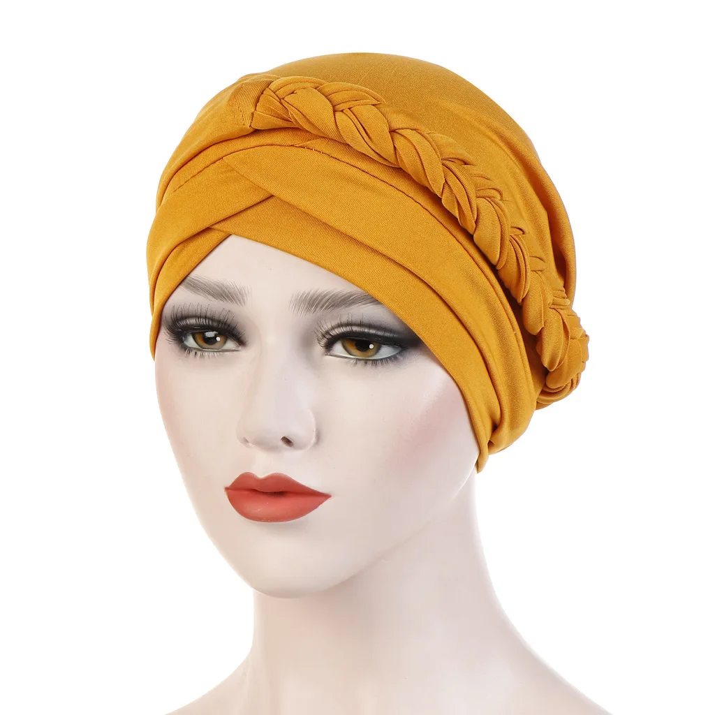 New Muslim Baotou Hat Milk Silk European and American Solid Color Monochrome Single Side Whip Headscarf Hat