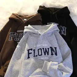 Kadın yeni moda Hoodie sonbahar ve kış saf pamuk baskılı mektup desen boy gevşek kadın bluz Y2k tarzı Hoodie