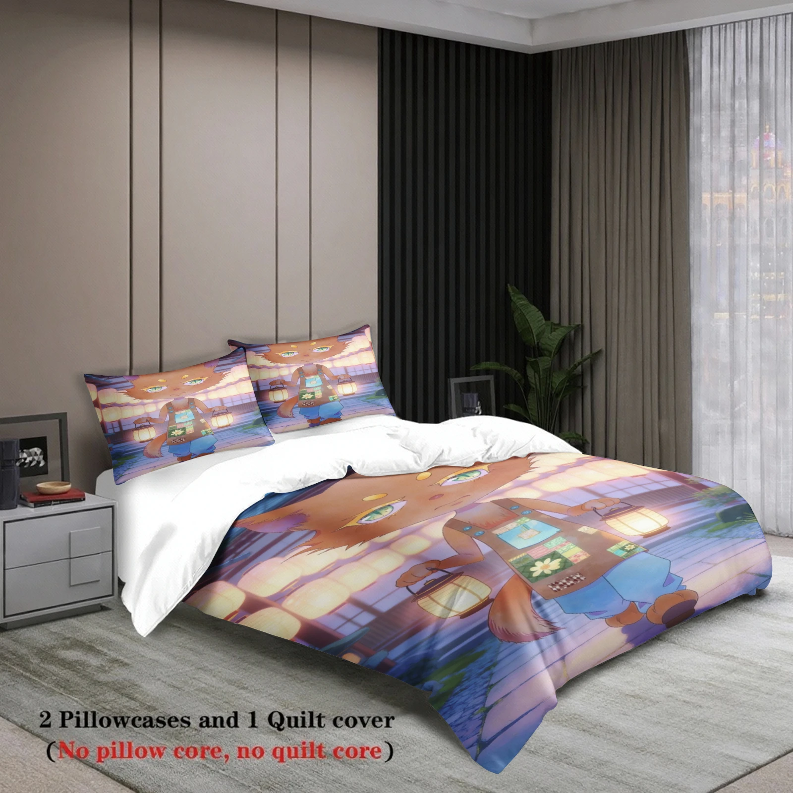 Kids Bedding Set Softville Cozy Town Cute Fern the Quilt Fox With Duvet Cover & Pillowcase For Children's Bedroom Decor