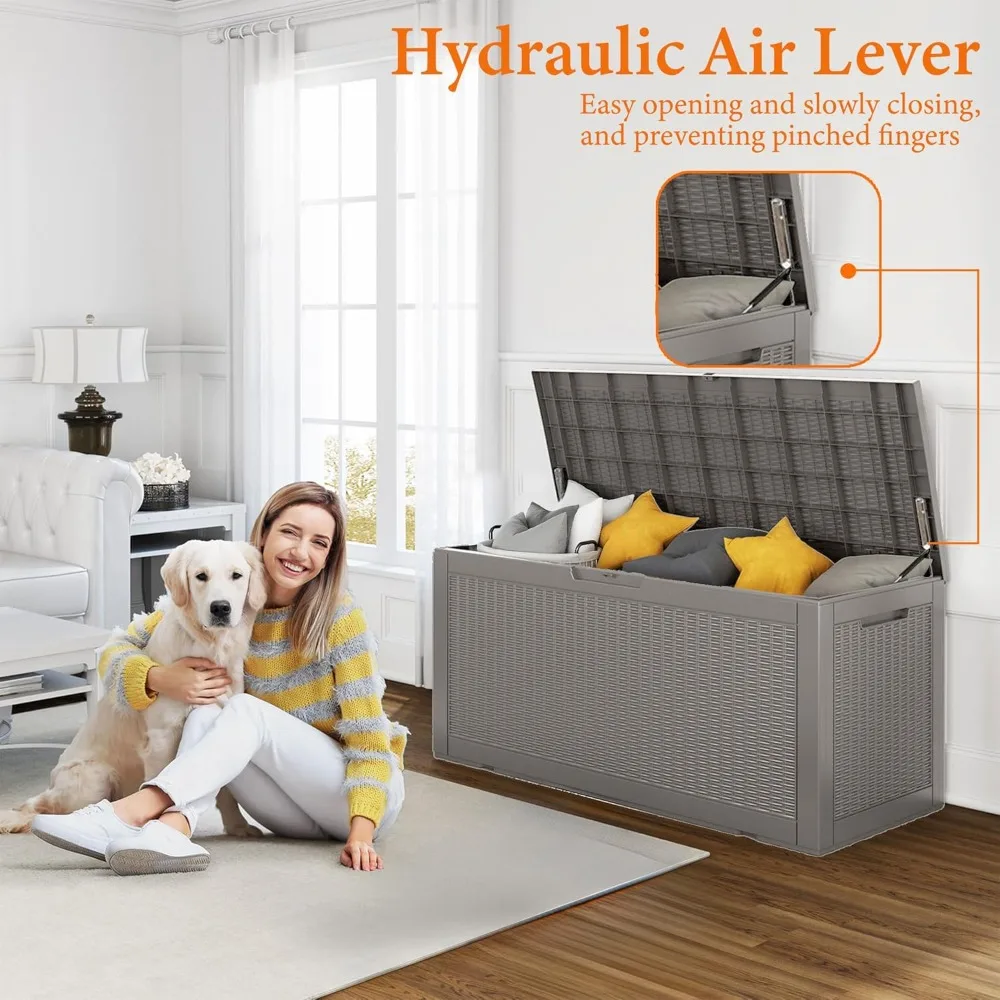 Запираемый ящик для уличного хранения мебели для патио, садовых инструментов и водонепроницаемый ящик для хранения инструментов из смолы на палубе