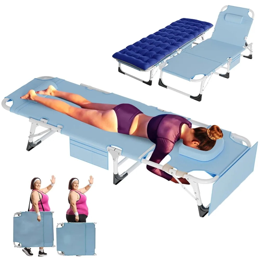 

3 in 1 Sun Tanning Chair Oversized with Mat&Face Arm Hole, Heavy Duty Folding Chaise Lounge Chairs, 5-Position, Customized